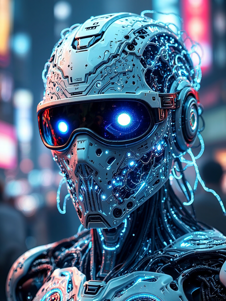 Futuristic robot with glowing