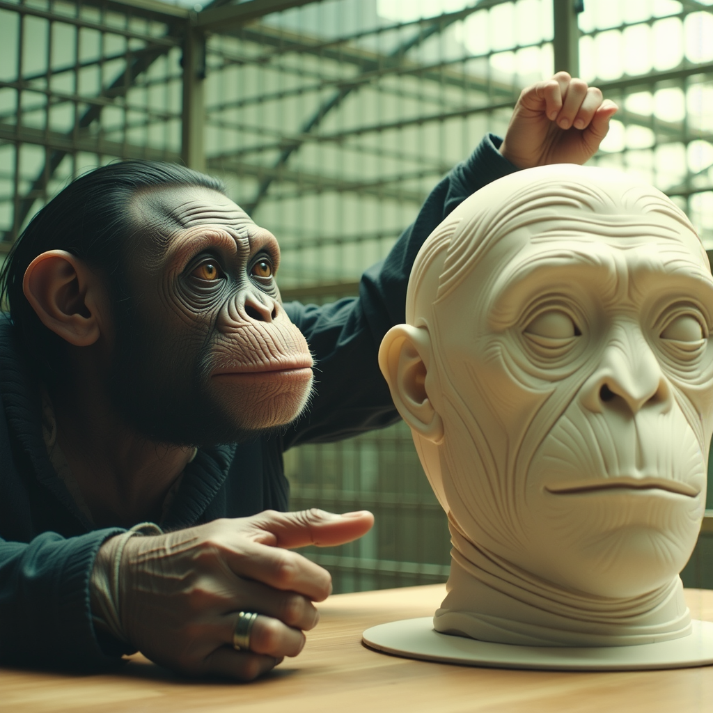 Chimpanzee faces its own