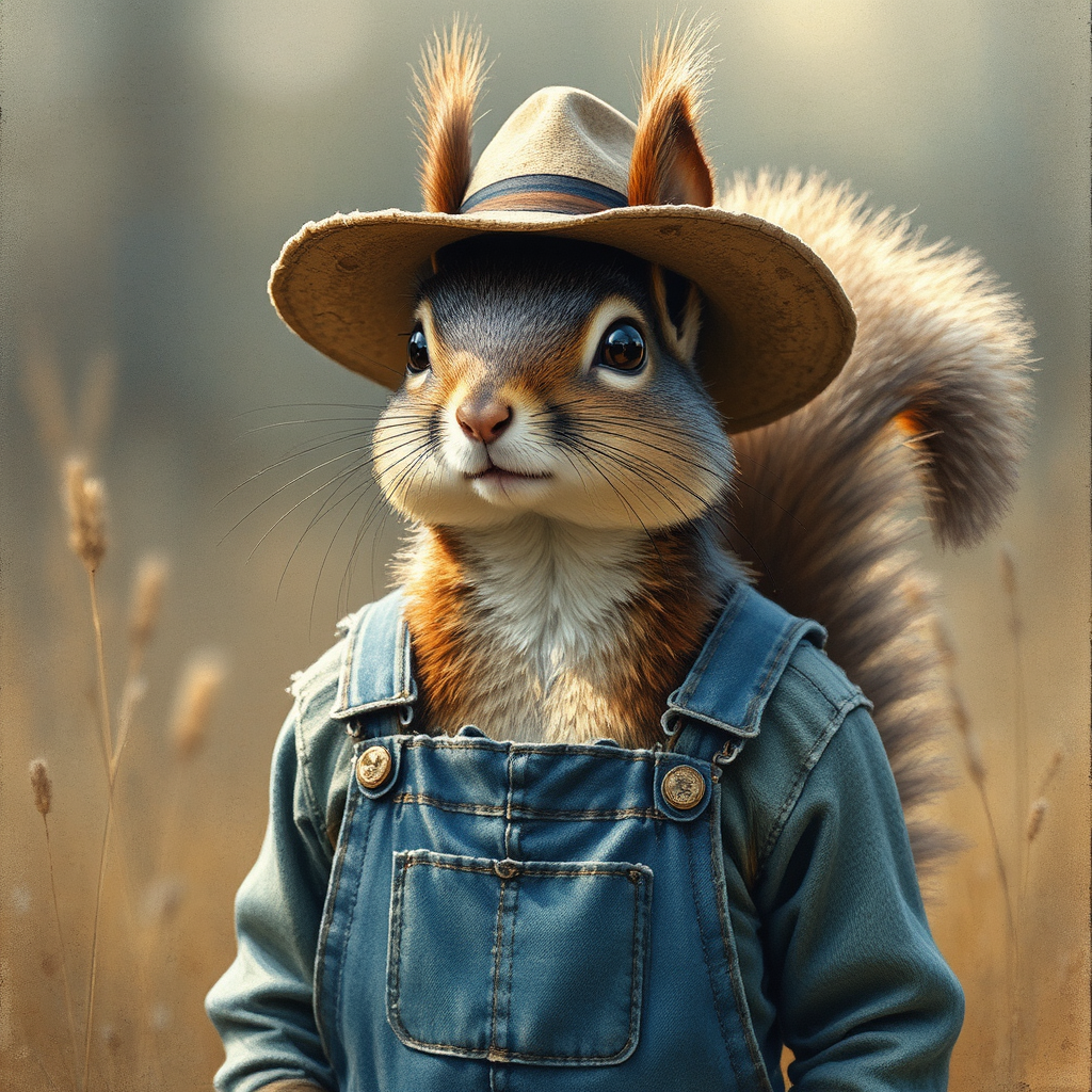 Squirrel farmer in blue