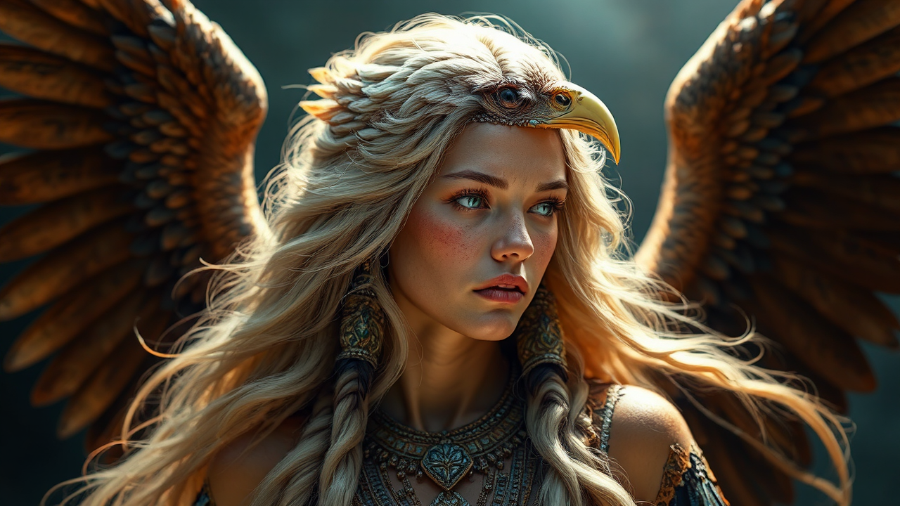 Dancing eagle woman portrait.