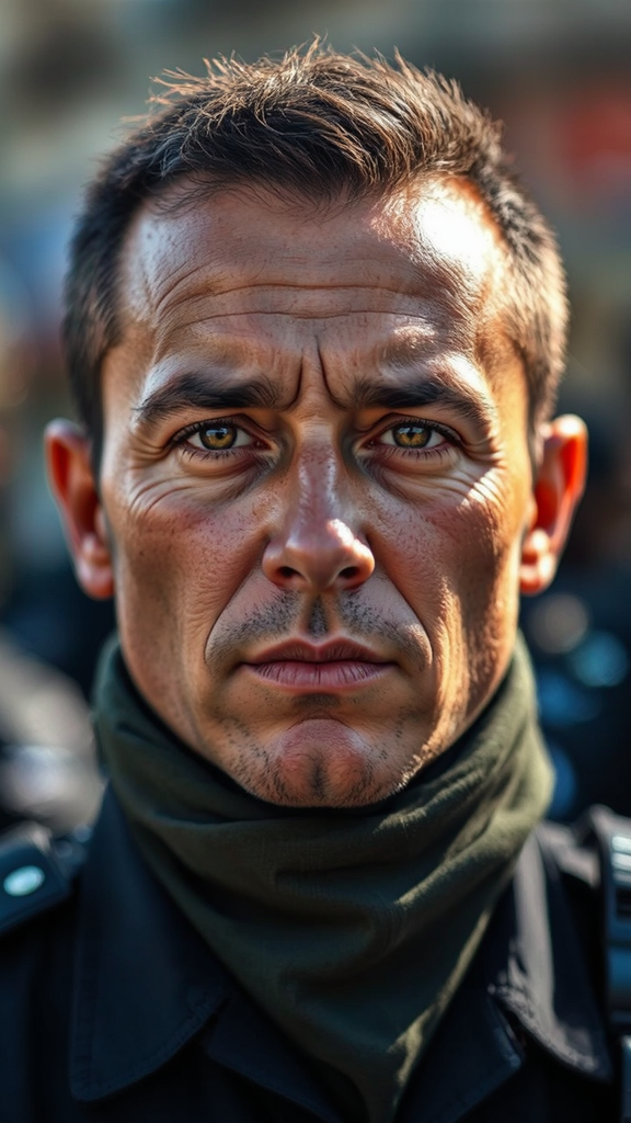 Close-up of police officer's