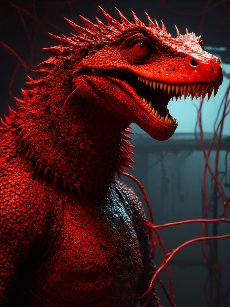 Red lizardman in a