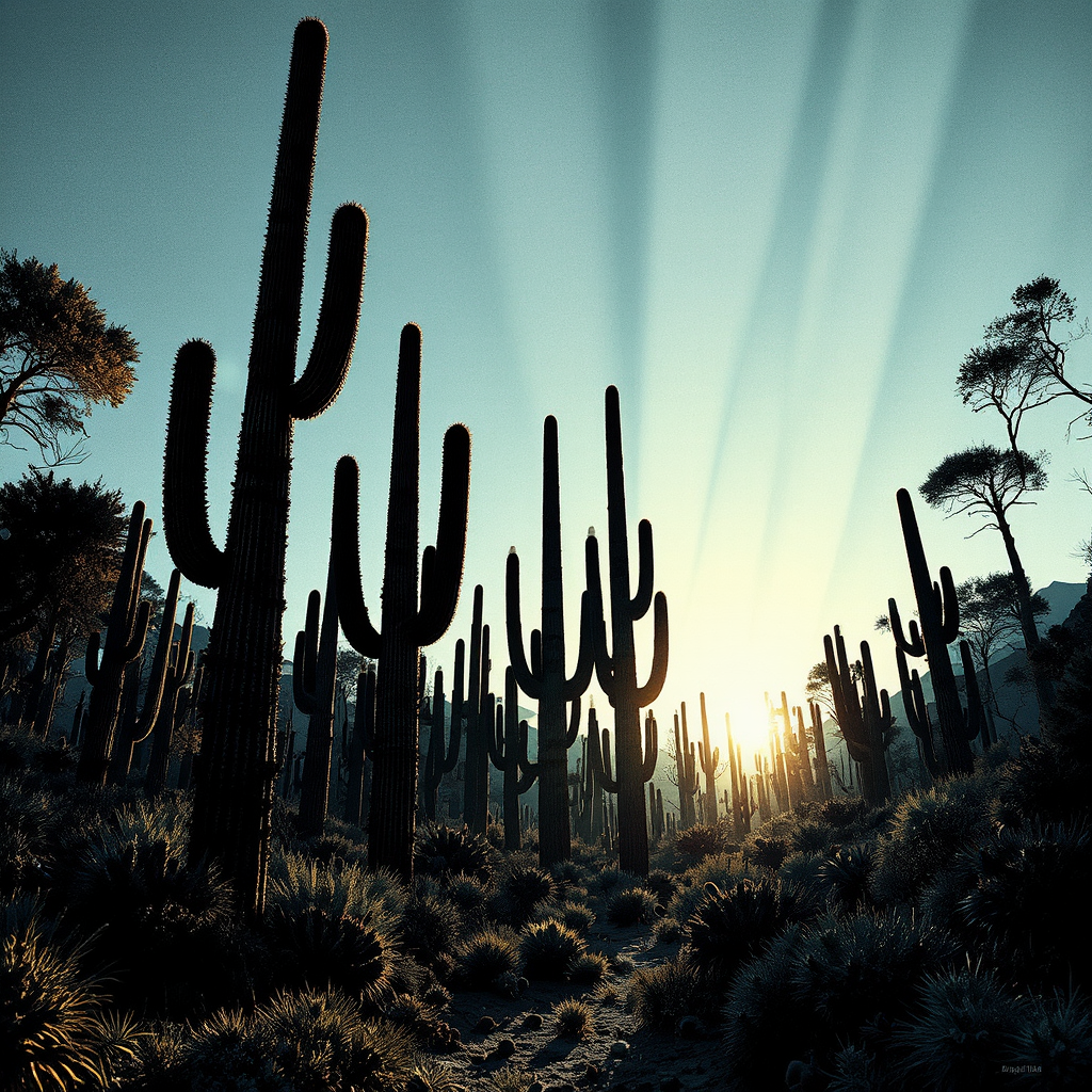 Giant cactus forest in