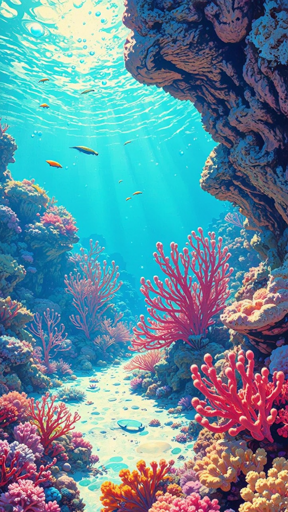 Colorful underwater coral scene.