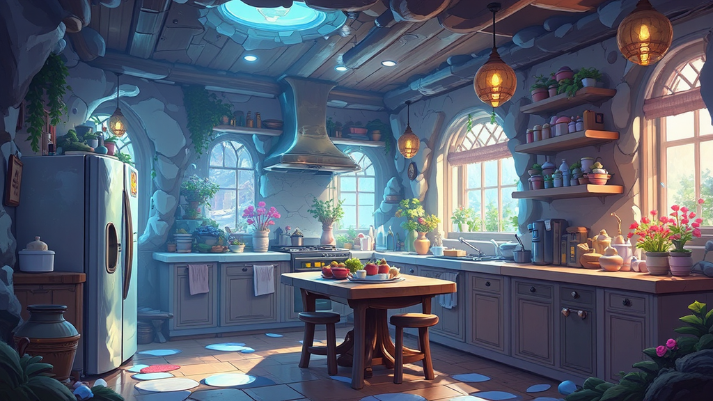 Kitchen scene with fantastical