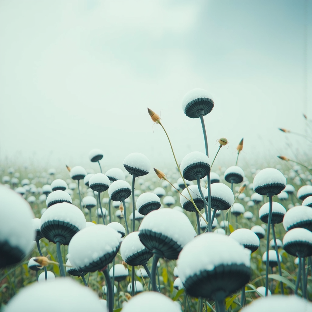 Snowy meadow with dark