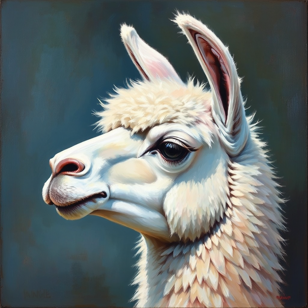 Llama in an oil