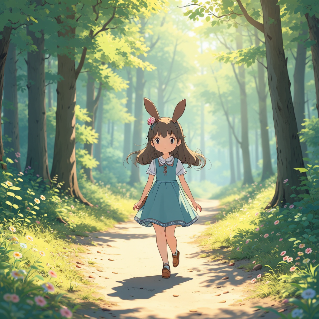 Anime girl walks through