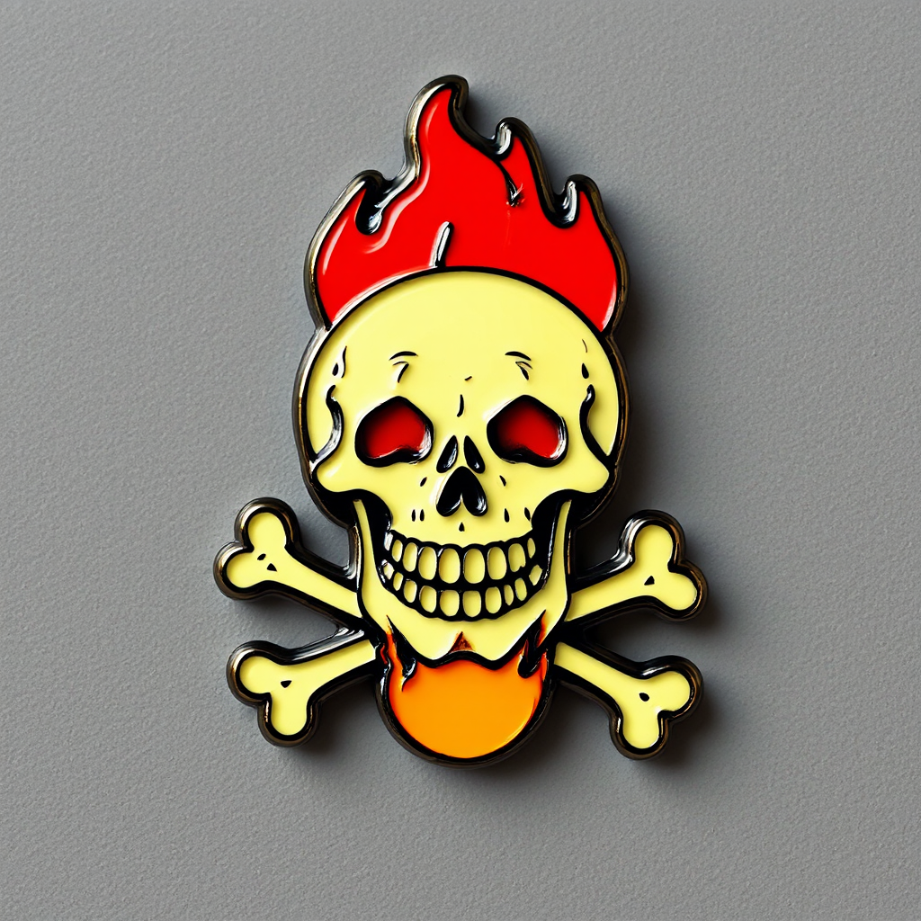 Retro skull with flames