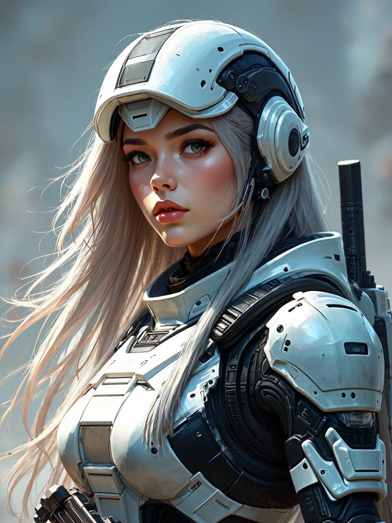 Female soldier in futuristic
