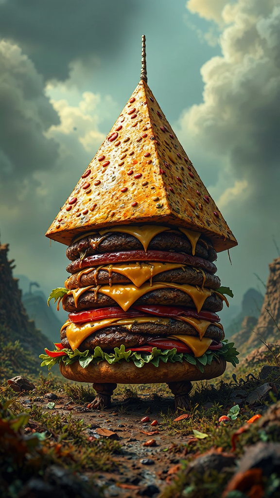 A cheeseburger in a