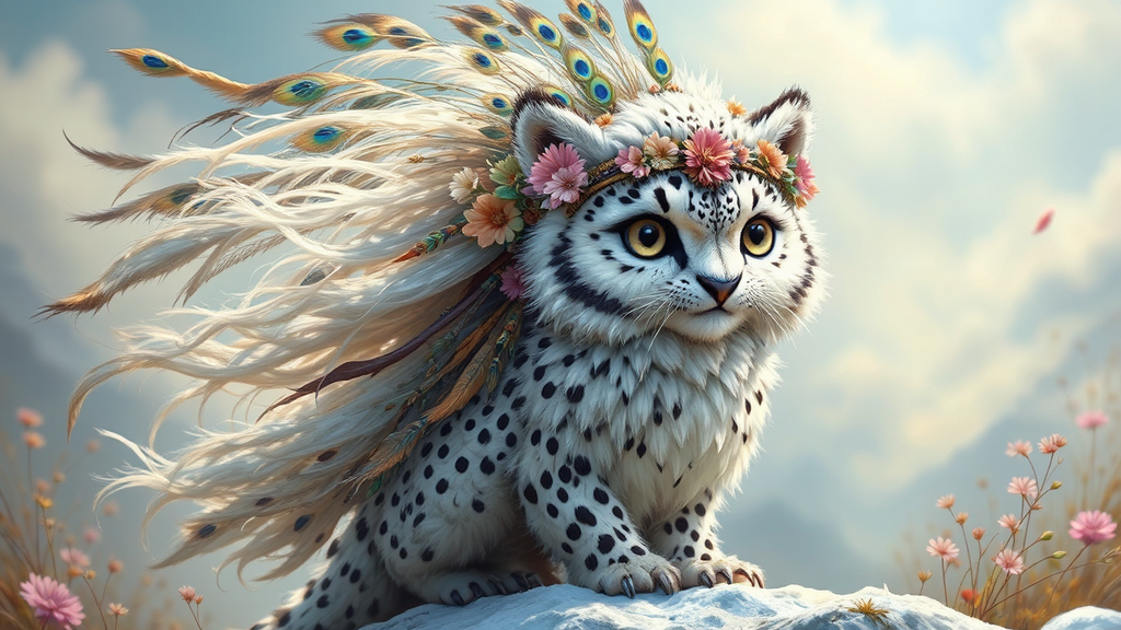 Cute snow leopard-owl hybrid
