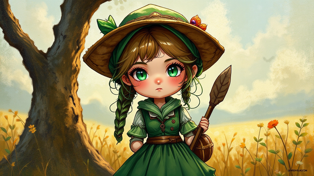 Girl farmer in fantasy