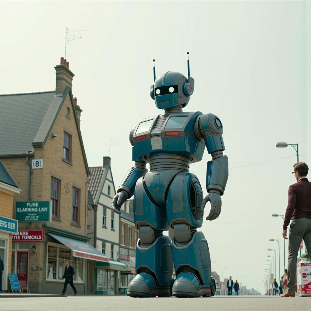 Giant robot stands in