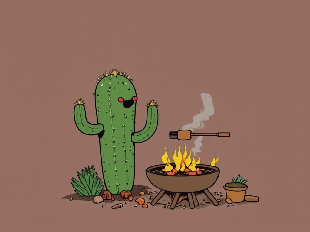 A person barbecues a