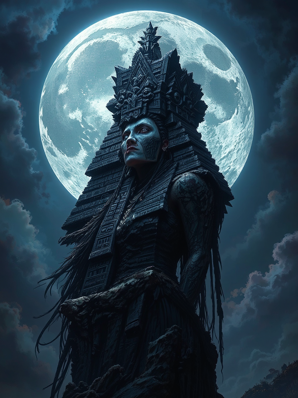 Gothic Aztec styled moon