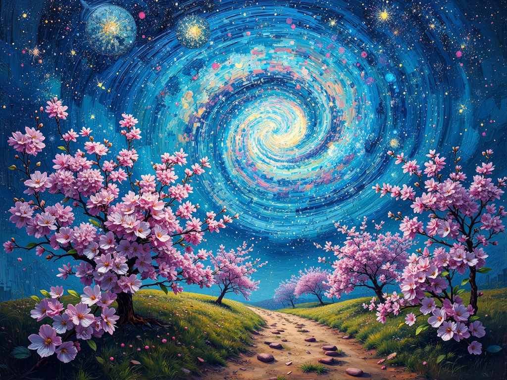 Vortex cherry blossoms in