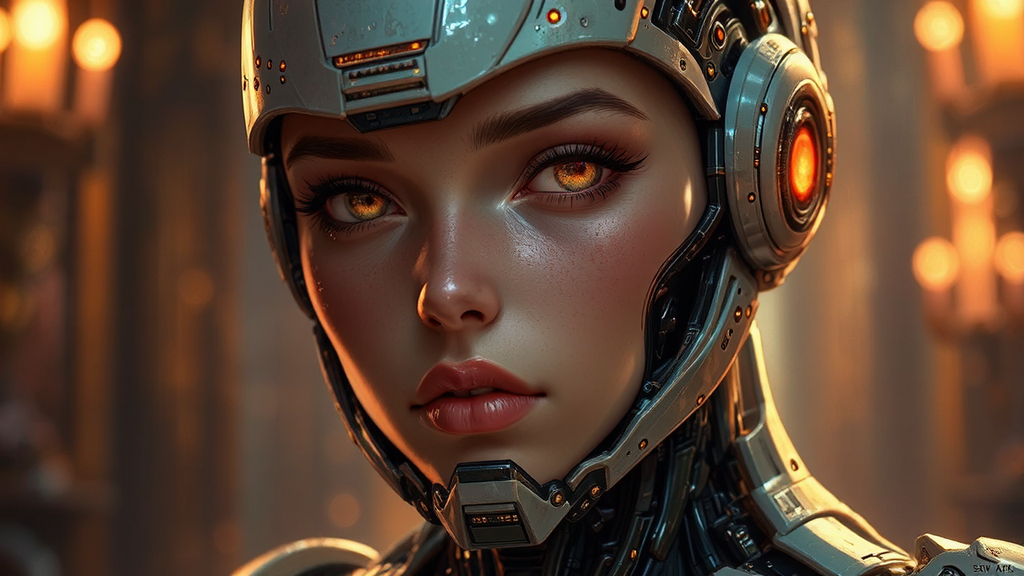 Cyborg portrait with detailed
