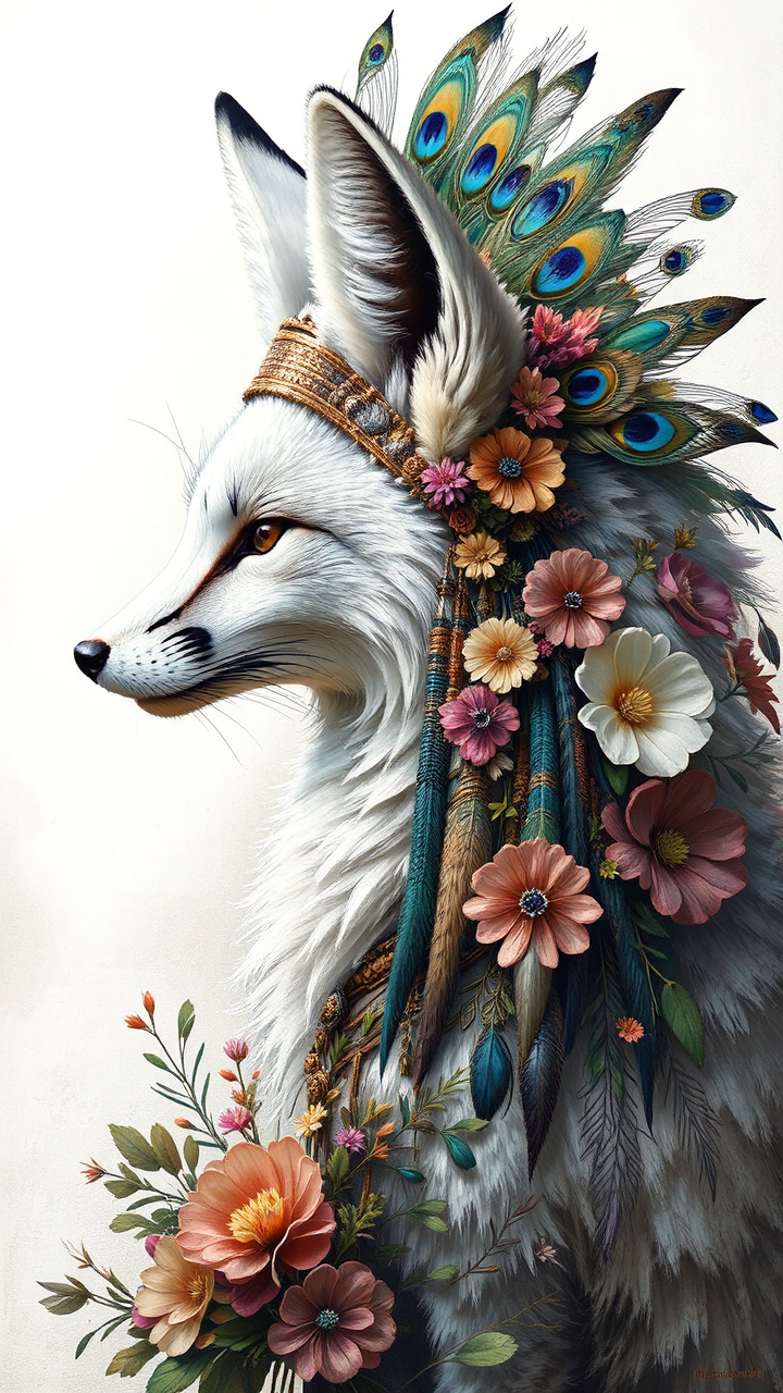 Beautiful white fox in