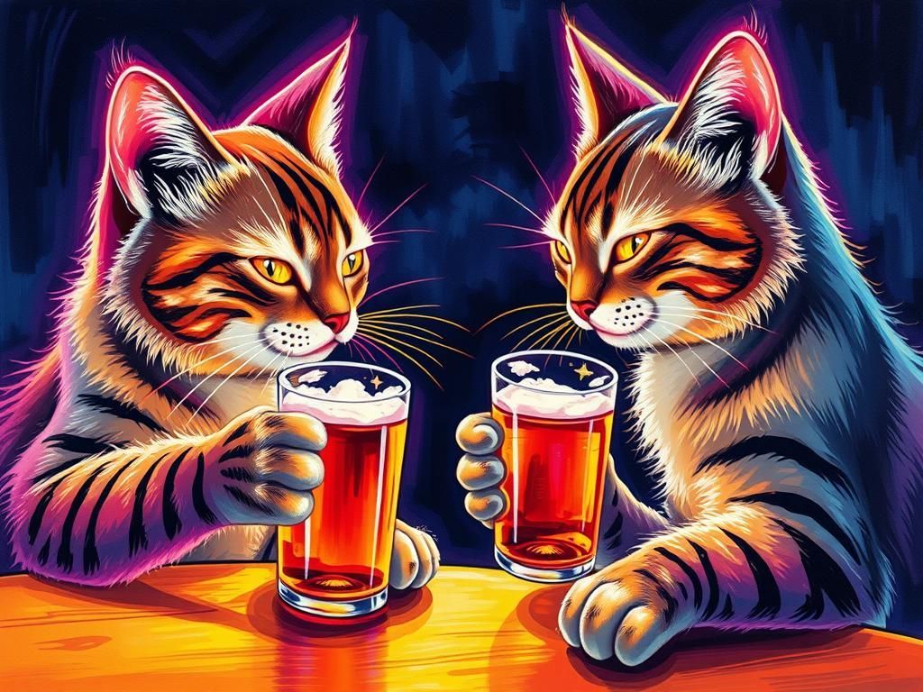 Drunk Cats Under Neon