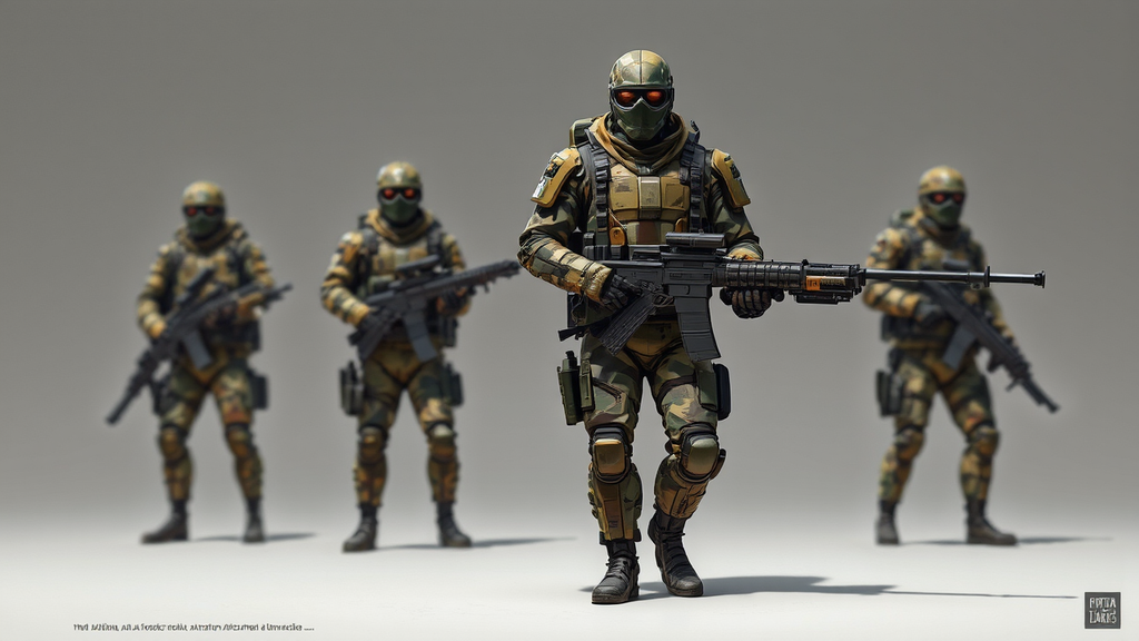 Robot in military camouflage.