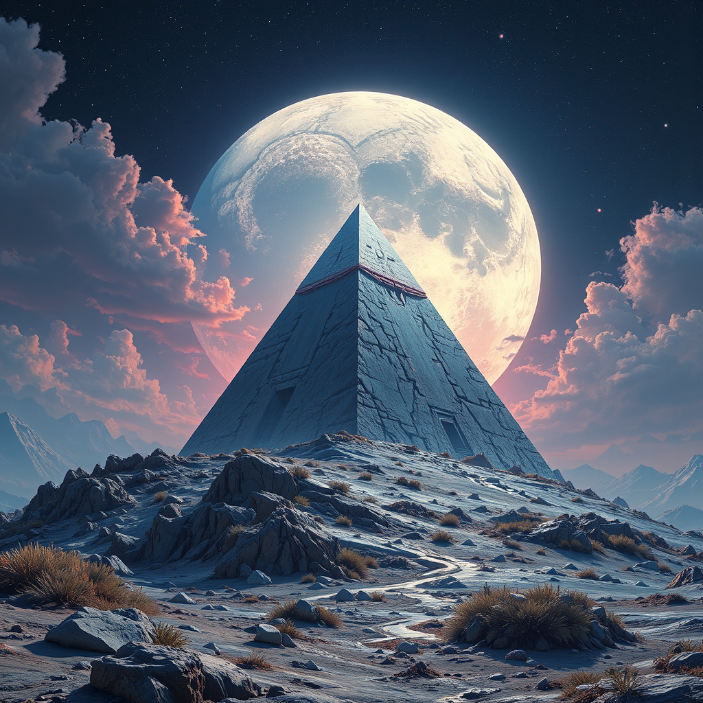 A CGI pyramid on