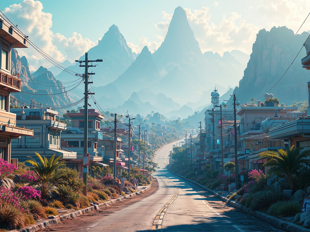 Offline cityscape with vibrant