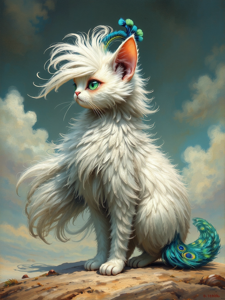 Cute alien-cat hybrid with