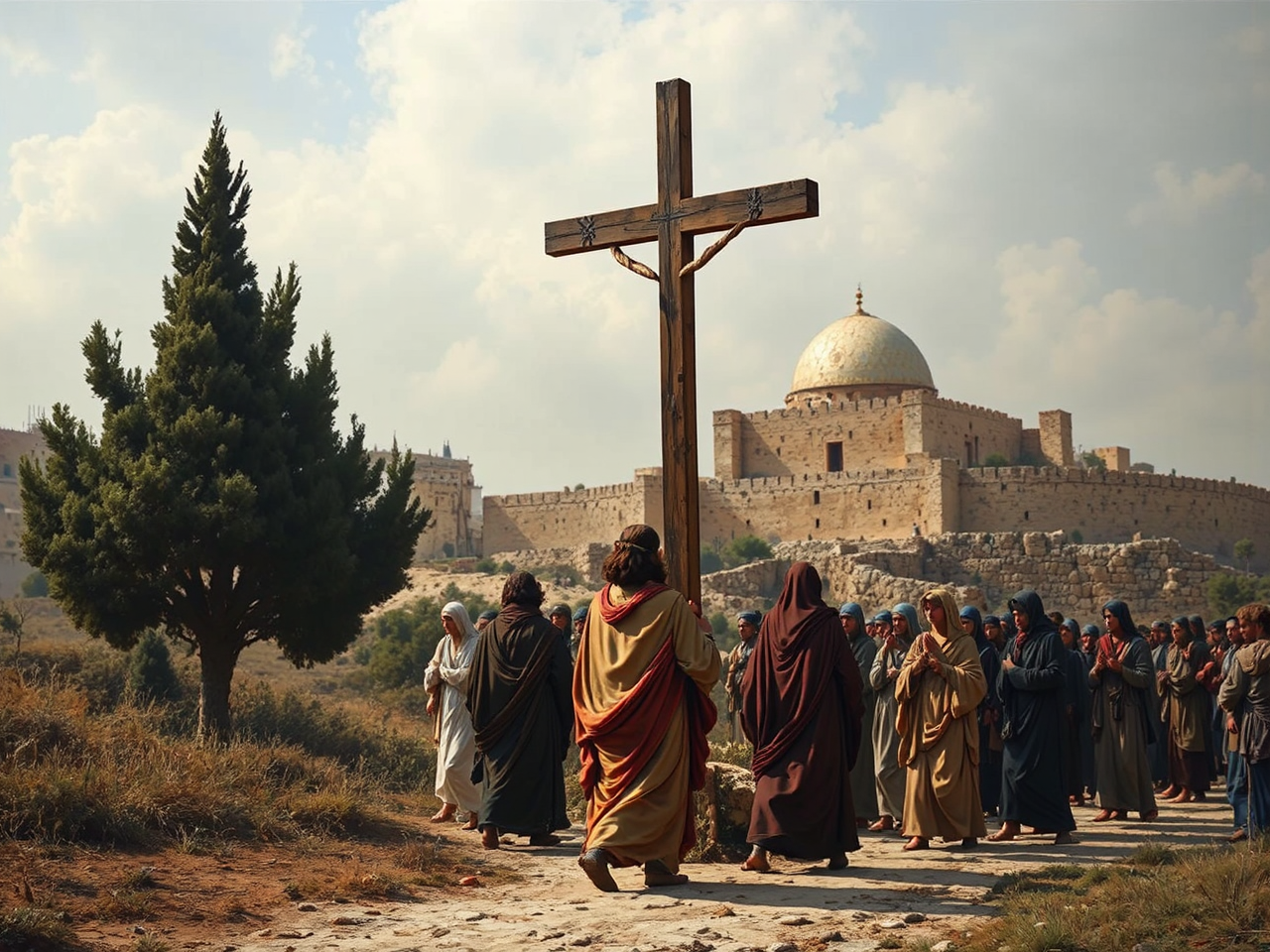 Christ carrying cross in