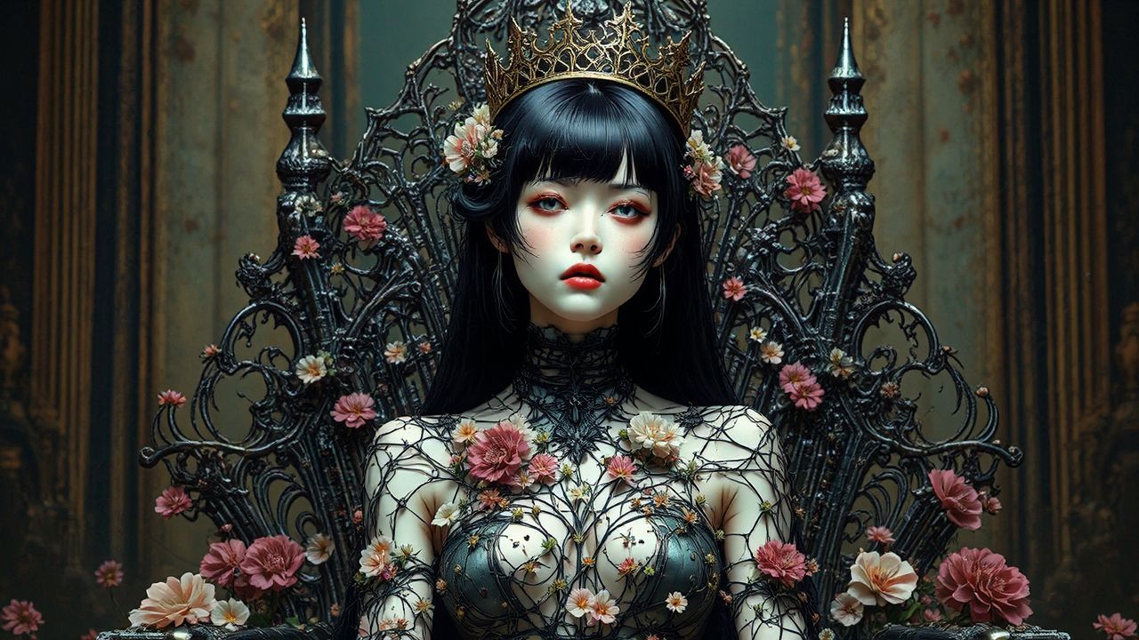 A woman sits on