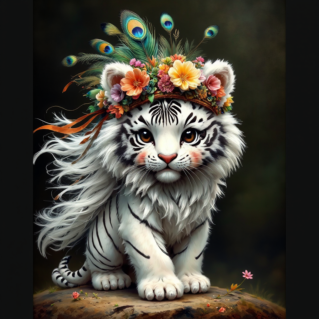 Cute white tiger-like creature