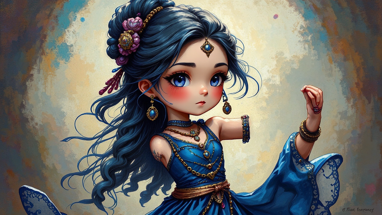 Girl in indigo fantasy
