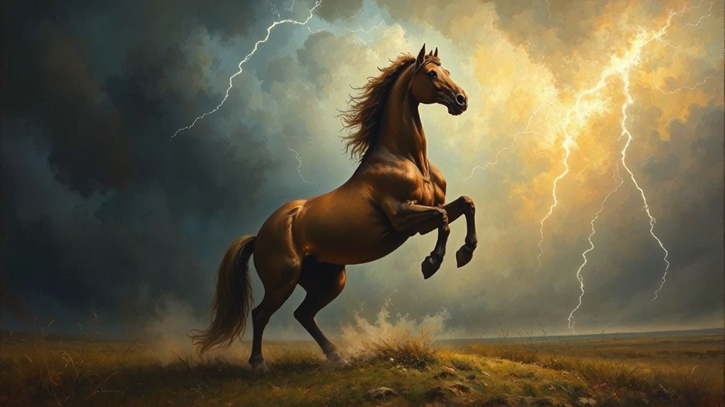 Horse in a stormy