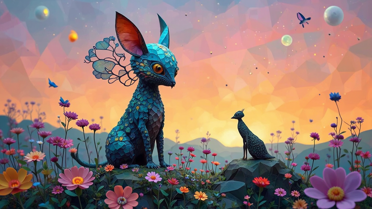 Low-poly creatures with vibrant