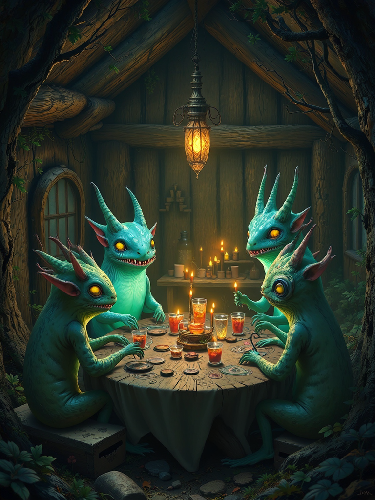 Cute, glowing creatures at