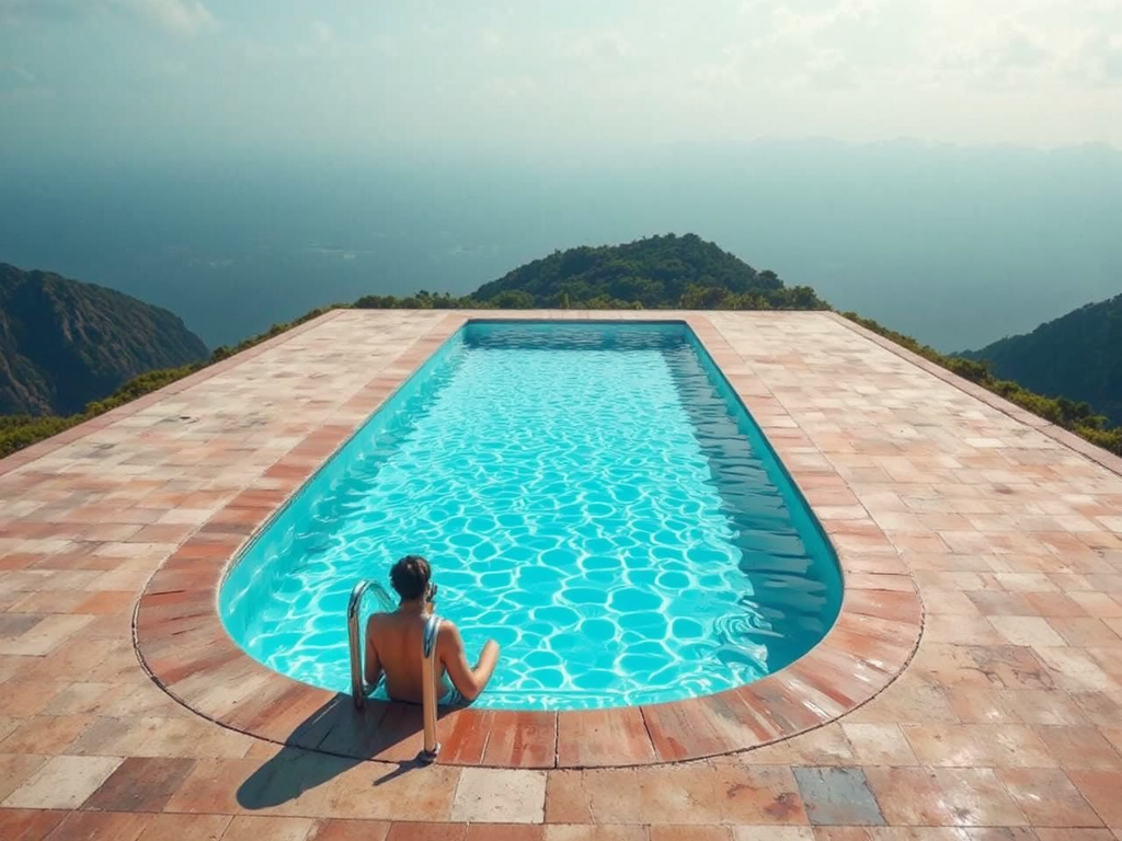 Abandoned swimming pool with