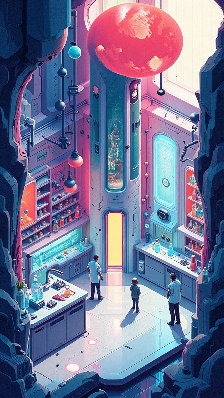 Isometric futuristic science laboratory.