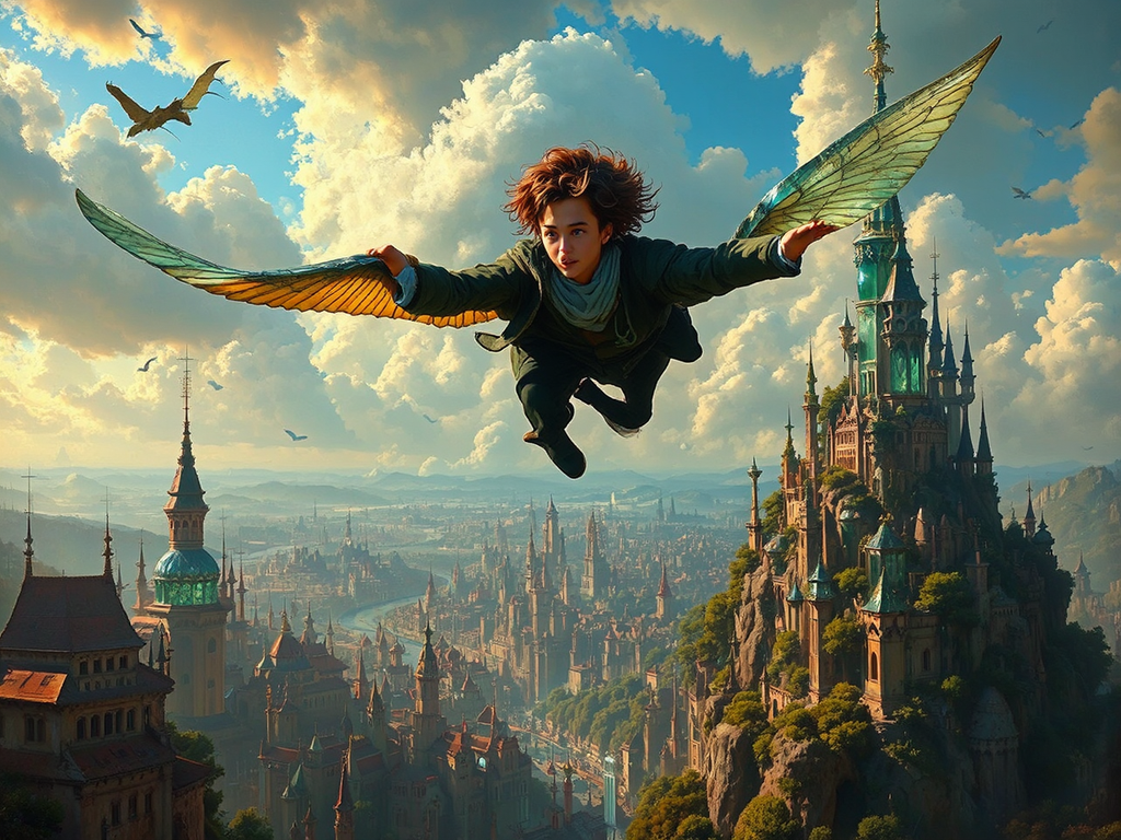 Peter Pan flying over