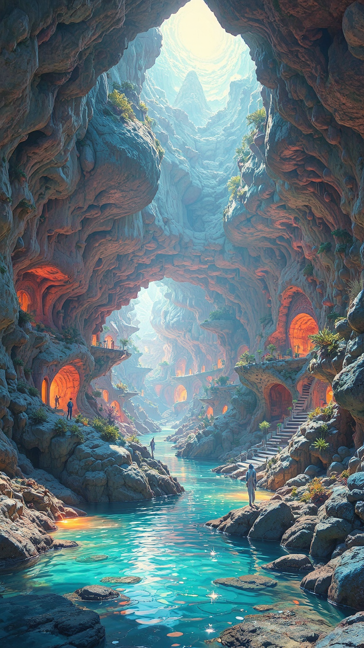 An underground city with