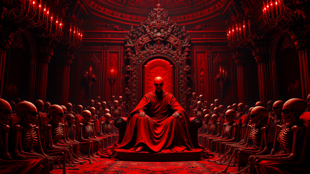 A red king sits