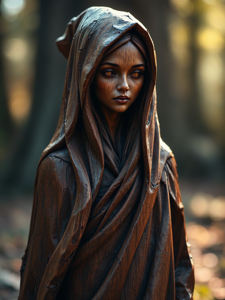 A wooden sculpture of