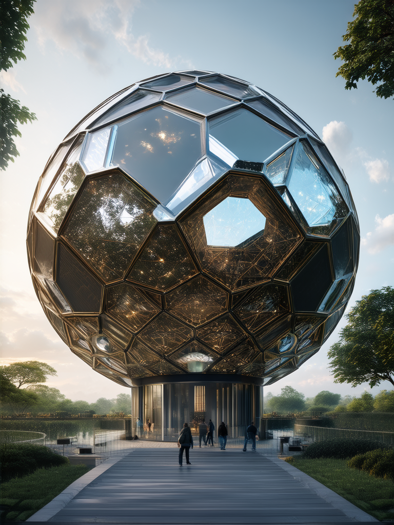 Geodesic domes with futuristic