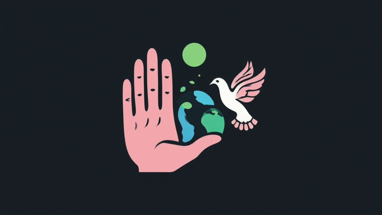 Pastel-colored logo of hand