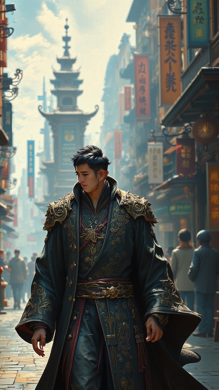Hyperrealistic xianxia hero in