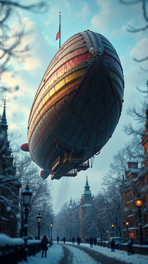 Victorian London airship in