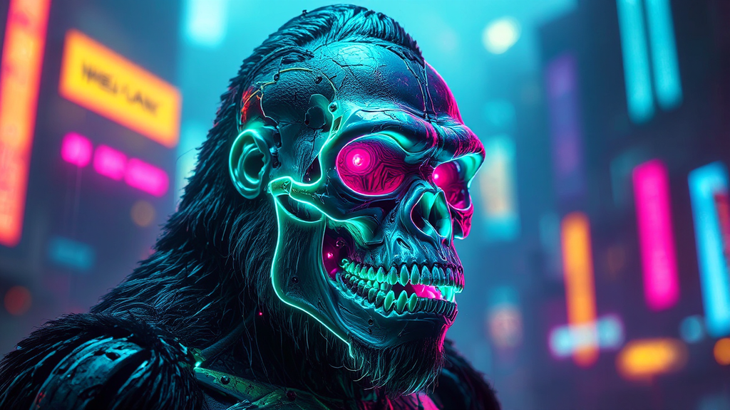 Cyberpunk gorilla with a