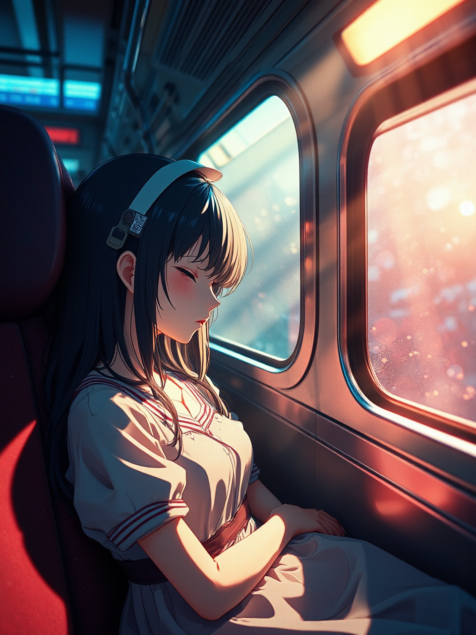 Anime girl sleeps in