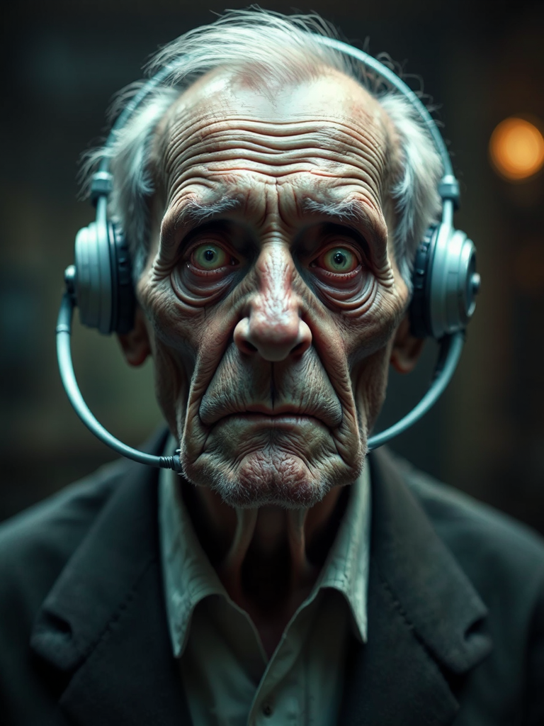Old man with futuristic
