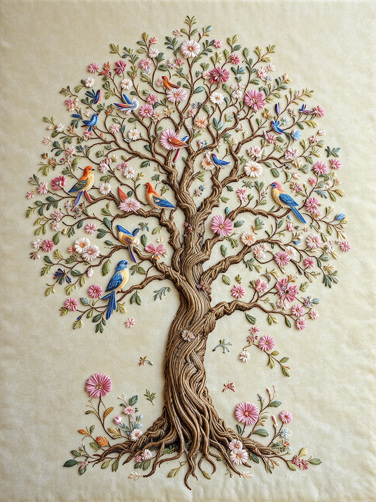 Tree of life embroidered
