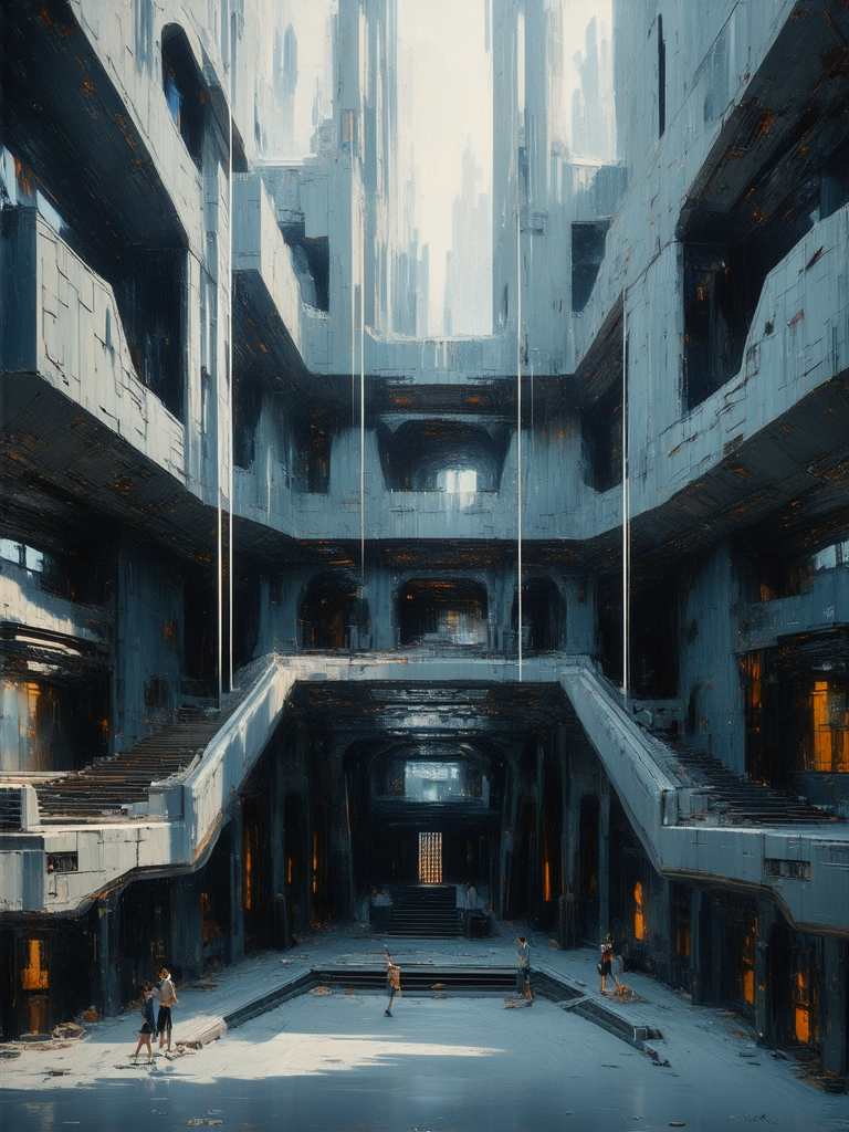 Futuristic Brutalist architecture in